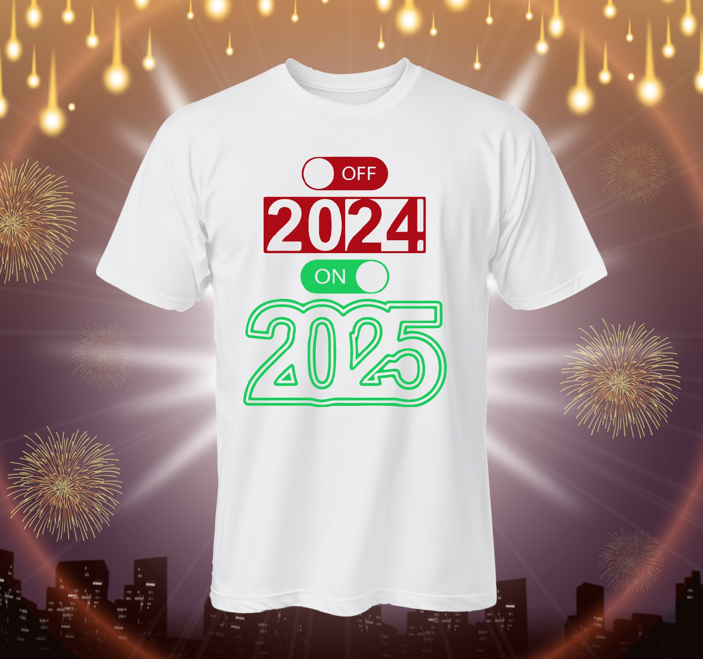 Camiseta de manga corta personalizada Año nuevo 2025