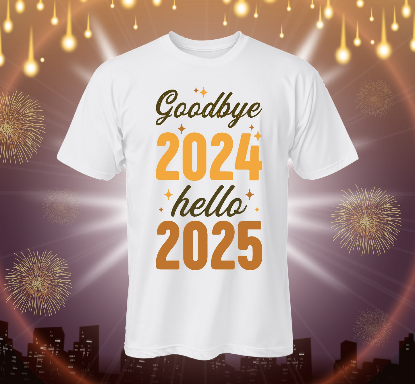 Camiseta de manga corta personalizada Año nuevo 2025