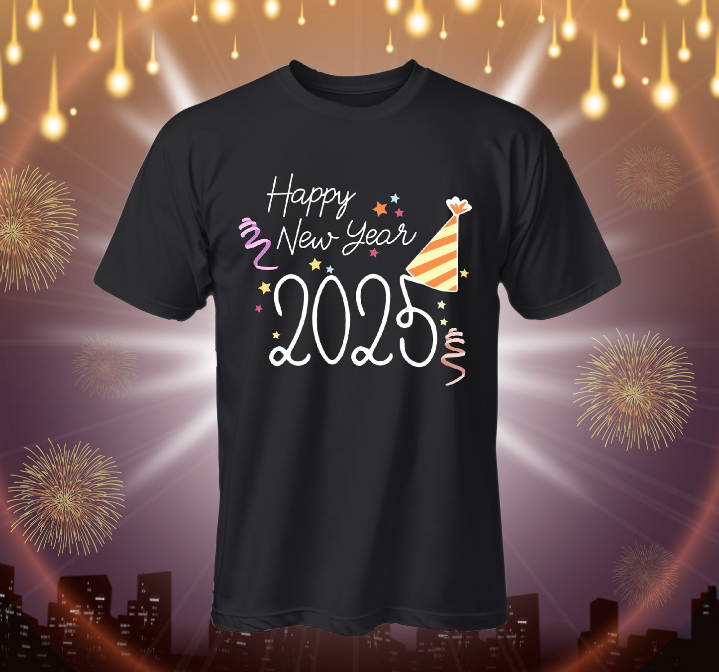 Camiseta de manga corta personalizada Año nuevo 2025